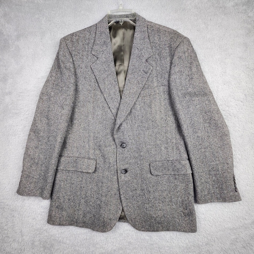 VTG John Alexander Hartmarx Herringbone Tweed Men 41R Lambswool Blazer Academia
